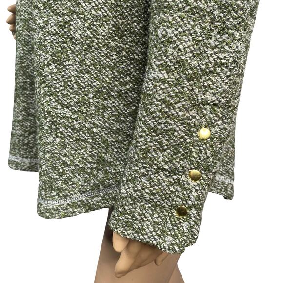 NWT Soft Surroundings Green Boucle Marled Snap Henley Pullover Sweater SZ S - Picture 4 of 9